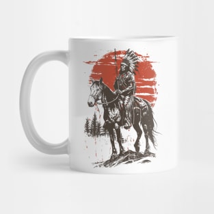 American Native Warrior Riding A Horse Mug